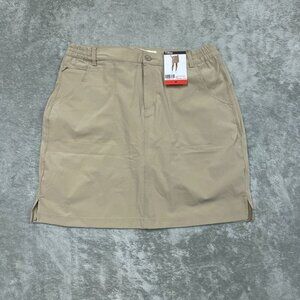 Tilley Ladies Trek Skort Tan Lightweight Recycled Polyester Mid Length M a1577